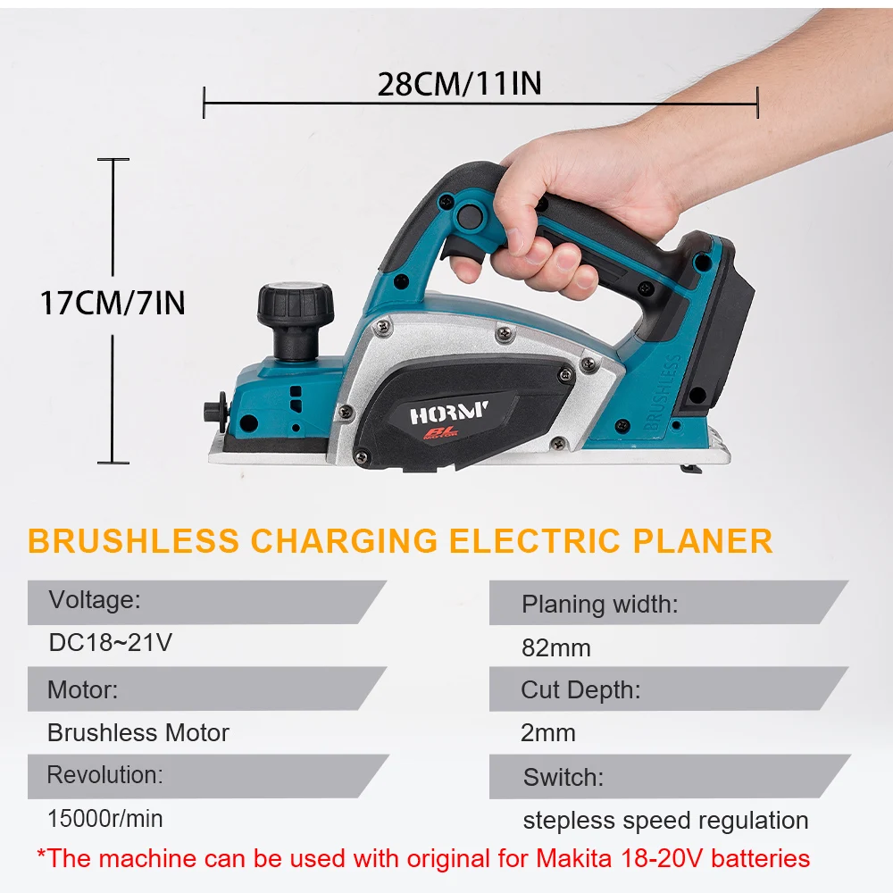 Brushless Electric Planer 15000RPM Cordless Electric Router Trimmer Home DIY Furniture Woodworking Tool For Makita Battery