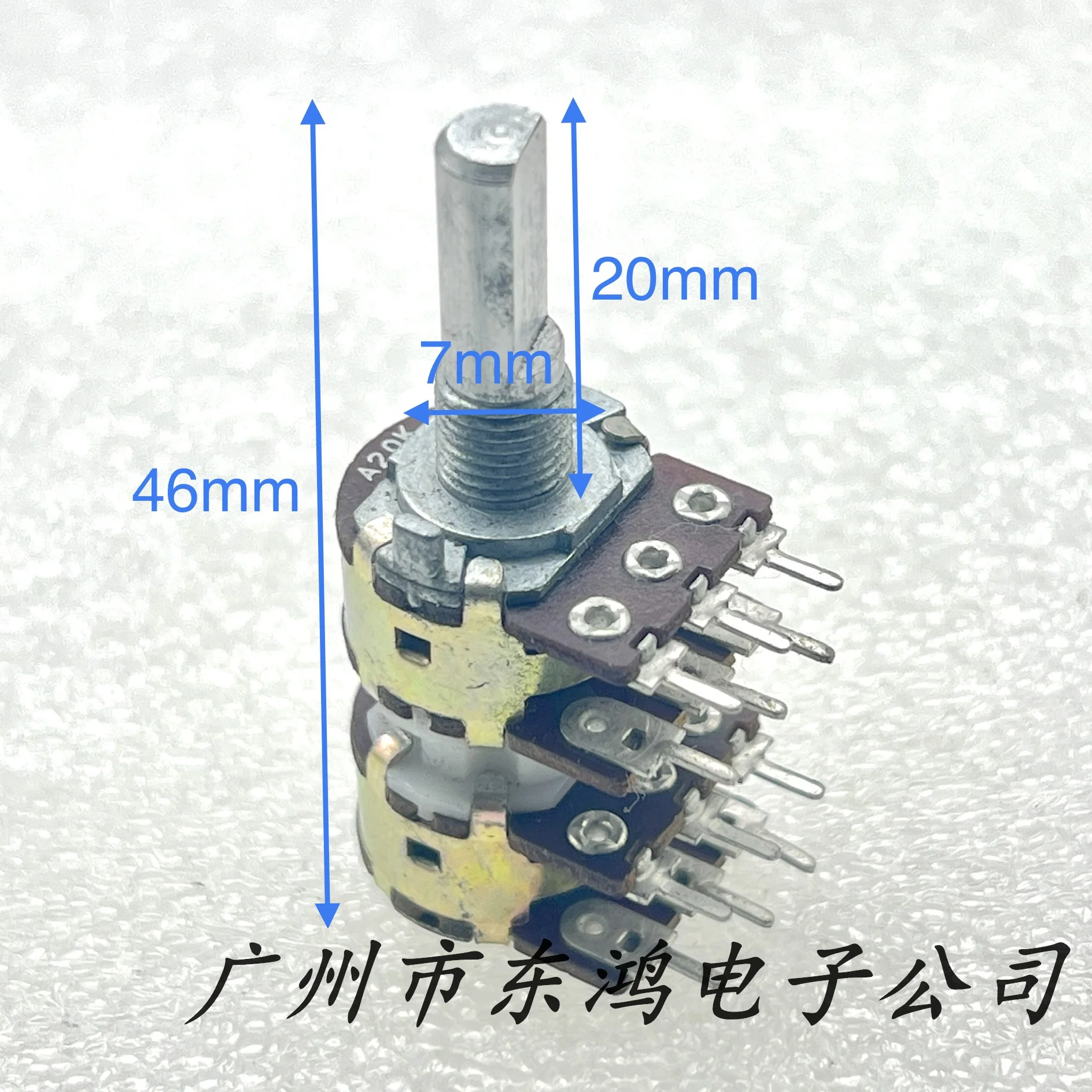 1 piece of 148 type quadruple potentiometer A20K with a shaft length of 20mm