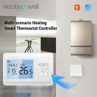 Tuya Smart Wifi Boiler Thermostat Wireless Room Thermostats Wifi Battery Operated Gas Boiler Water Heating Alexa Google Home