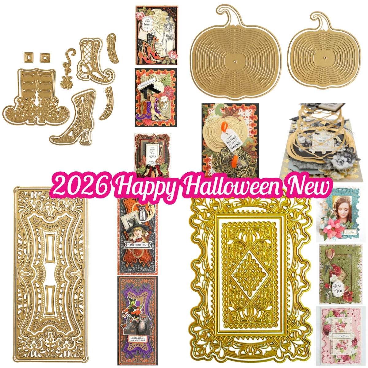 Halloween Spooky Slimline Frame Witchy Shoes Metal Cutting Die Decorative Scrapbooking Photo Album Paper Card Art DIY Embossing