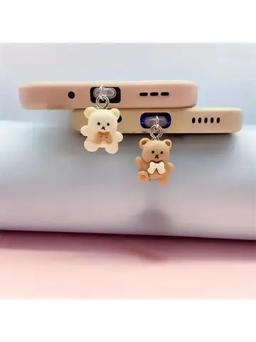 Cute Bear Phone Dust Plug Decorative Accessories for IPhone Samsung Xiaomi Huawei Type C Charging Port Protectors Dustplugs