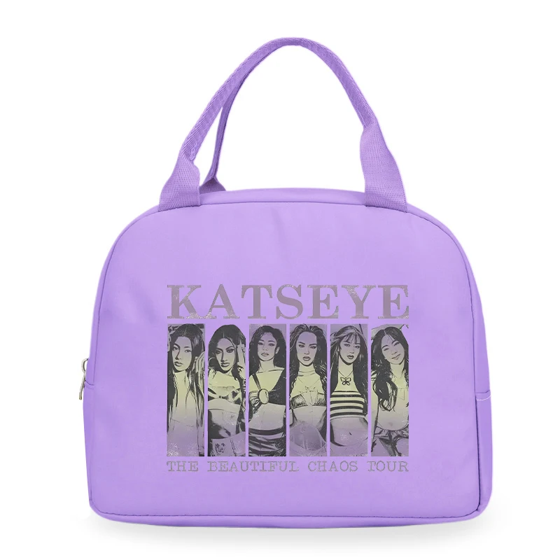 Fun Katseye Korean Ulzzang Print Lunch Bag For Women Men Fashion Thermal Insulation Portable Lunch Pouch Kids Cooler Lunch Bags