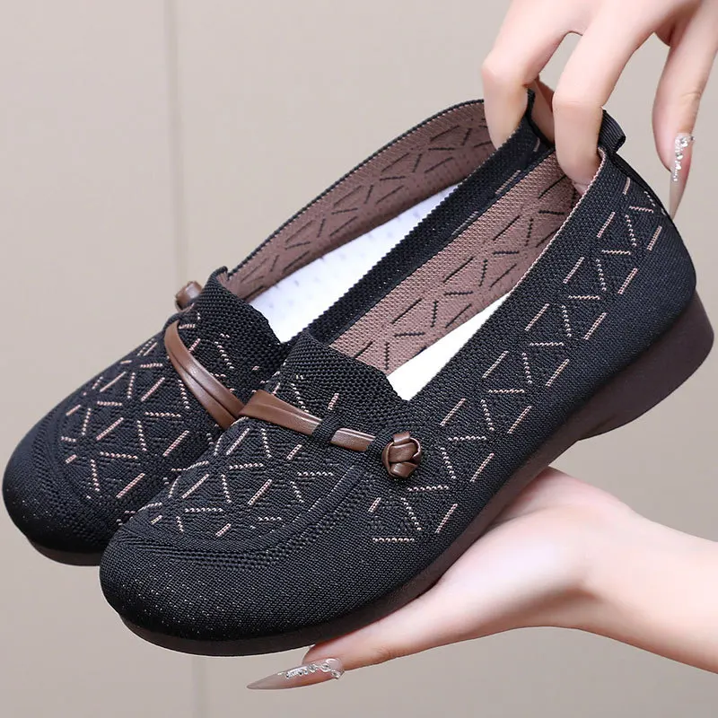 

Spring and Summer New Flat Shoescomfortable and Casual Women's Shoes Fashionable Soft Sole Breathable Mom's Single Shoe