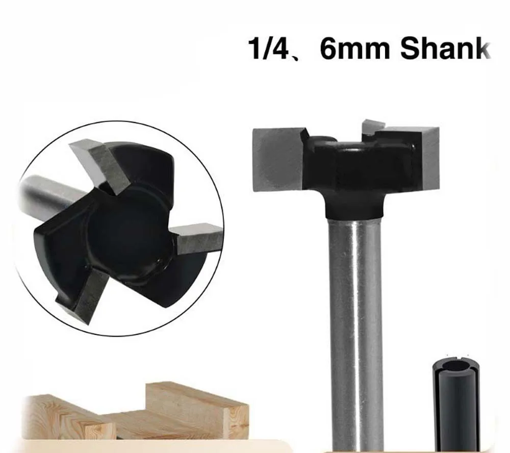 1/4 Handle, 6 Handle, Three Edge T-Shaped Knife, Slot Cutter, Slotting Cutter, Woodworking Milling Cutter, Slotting Milling Cutt