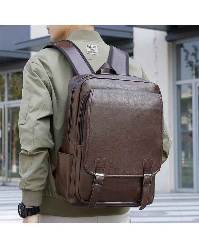 

Simple retro men's business computer bag outdoor sports leisure travel bag going out storage solid color backpack