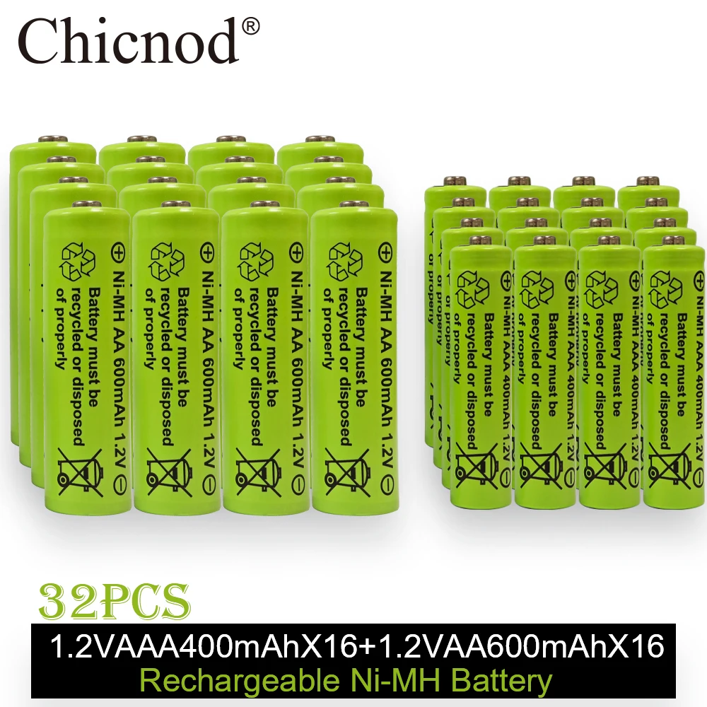 Image of PUJIMAX AAA 400mAh Wiederaufladbare Batterien 1,2V 600mAh AA Ni-MH Akku mit Hoher Kapazität für Garten, Landschaftsbau, Außen-Solarleuchten