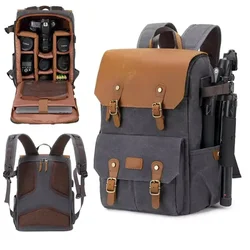 Professional Waterproof Waxed Canvas DSLR Camera Backpack USB Charging Por Large High-End Camera Bag Backpack SLR Drone Backpack