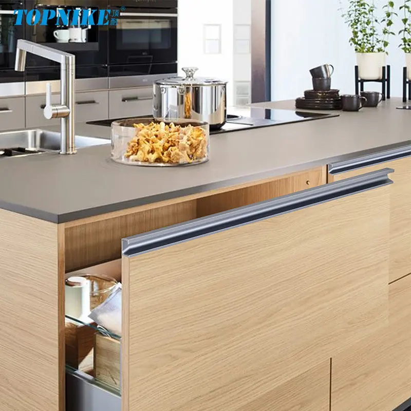 Finger Pulls G-Shaped Groove-Free Concealed Aluminum Profile Edge Banding Handle For Kitchen Cabinets Drawers Pulls No Drilling