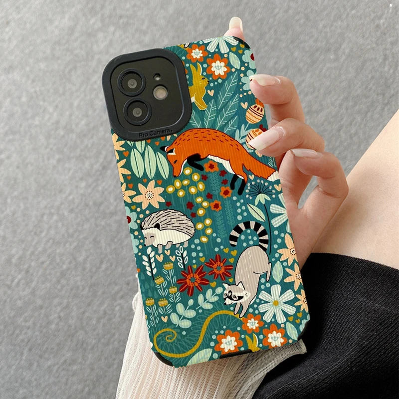 Textured Woodland Pattern Phone Cases for IPhone 11 Case 14 Pro Max 15 Pro Max IPhone Case for IPhone 13