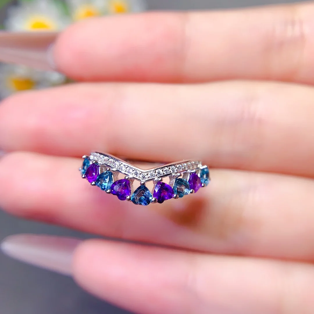 

Кольцо FS с натуральным аметистом и топазом, стерлинговое серебро S925, изысканные модные очаровательные свадебные украшения для женщин, подарок MeiBaPJ с сертификатом