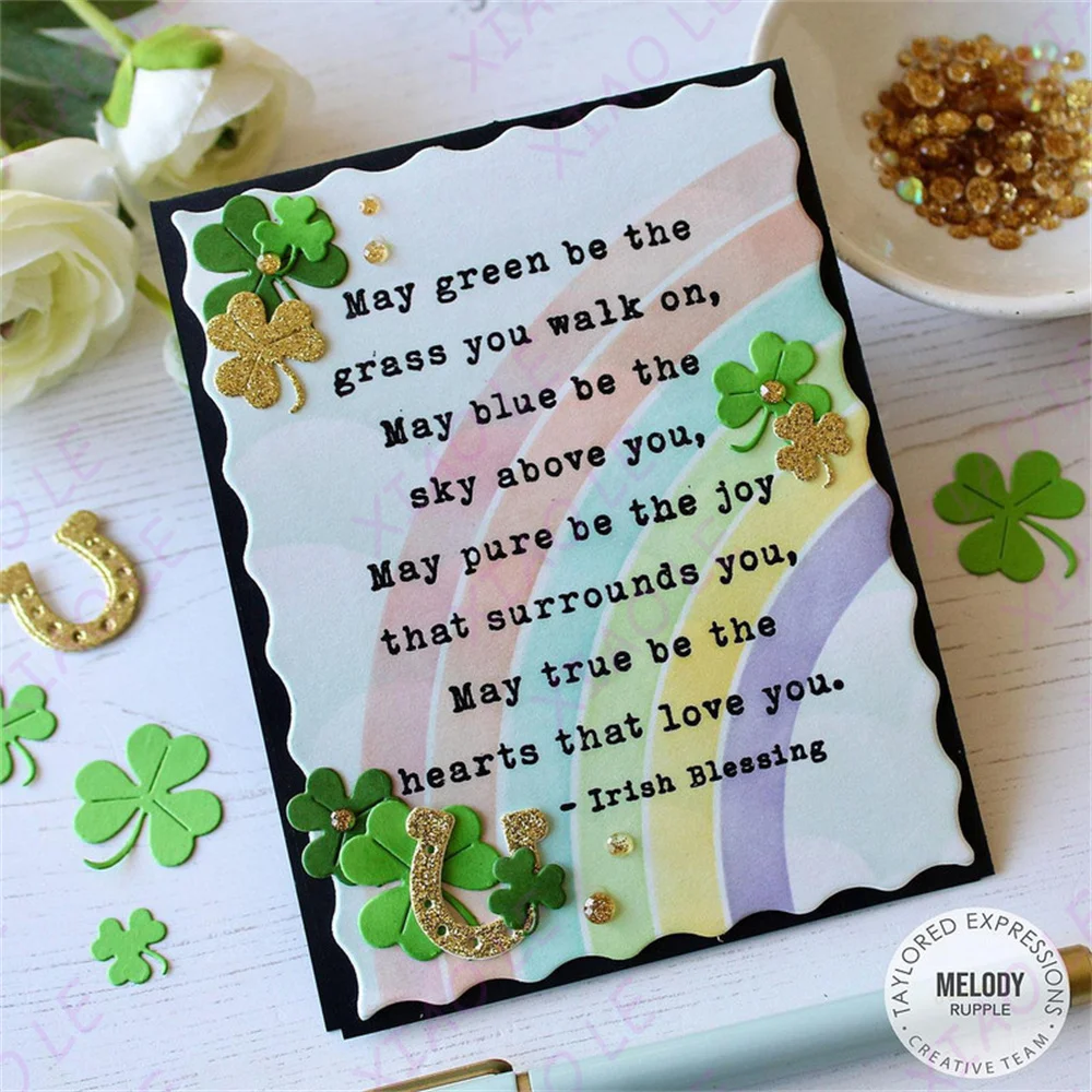 Happy Paddy's Day Perfect Wimpel Nieuwe Metalen Stansmessen Hot Foil Stempels Stencil DIY Scrapbooking Papier Handgemaakte Album Stempel