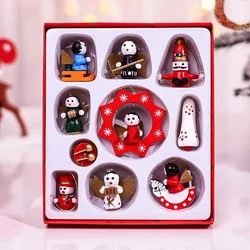 wooden Christmas gift box with small Christmas tree train pendant decoration