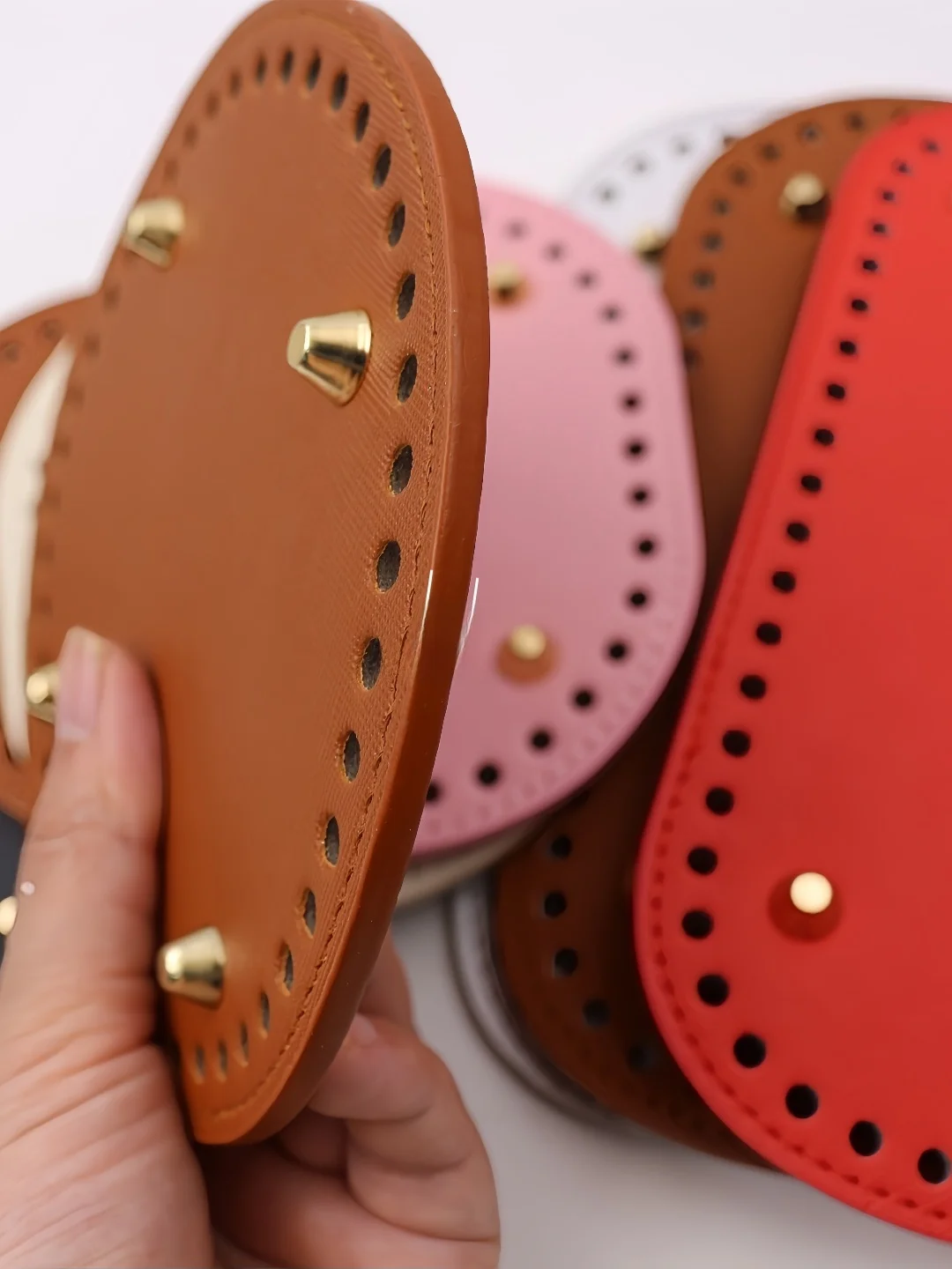 Handcrafted Knitted Leather Bottom Board Material for Handbag Accessories Cloth Strips Yarn Oval Long Shape Leather Base