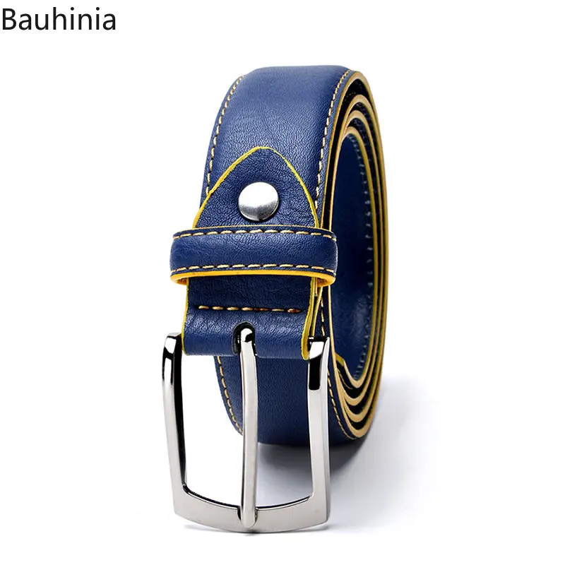 Bauhinia 100 110 120 130cm Luxury Leather Pin Buckle Belt Fashion Casual Two Layer Cowhide Men\'s Jeans Belt