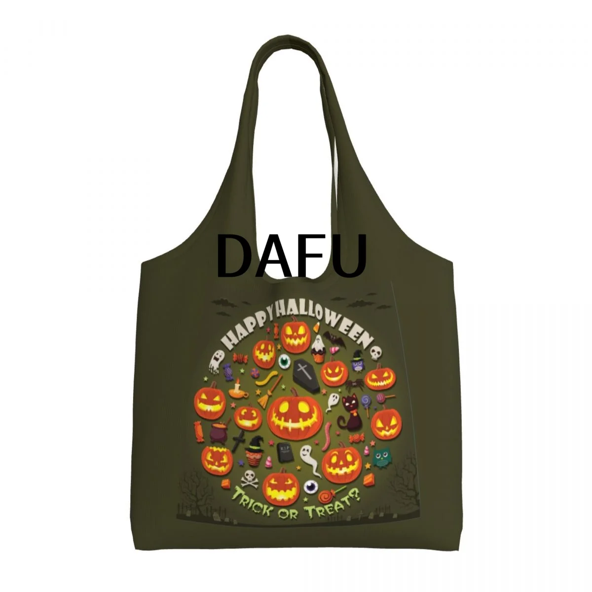

Happy Halloween Funny Halloween Print Cotton Tote Bag - Casual Commuter Shoulder Bag for Work Grocery Shopping Trick or Treat