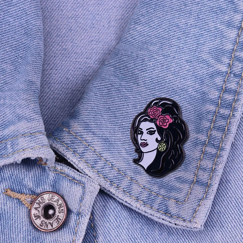 Famous British Outstanding Jazz Diva Figure Metal Enamel Pins Fan's Brooches Fashion Backpack Lapel Badges Gifts Drop Shipping