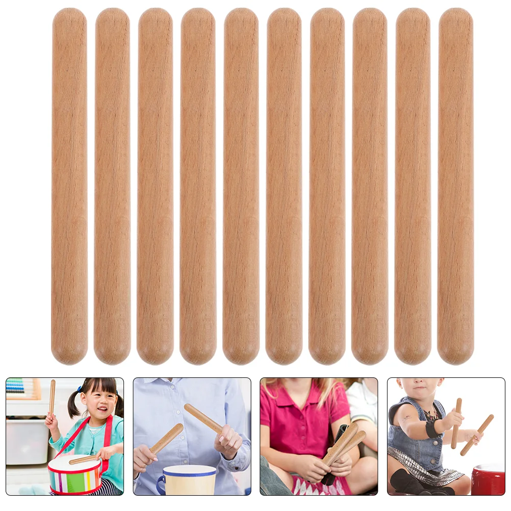 12 Pcs Instrument Accessories Wooden Rhythm Sticks Kid Toys Musical Instruments for Kids Tools Percussion Natural