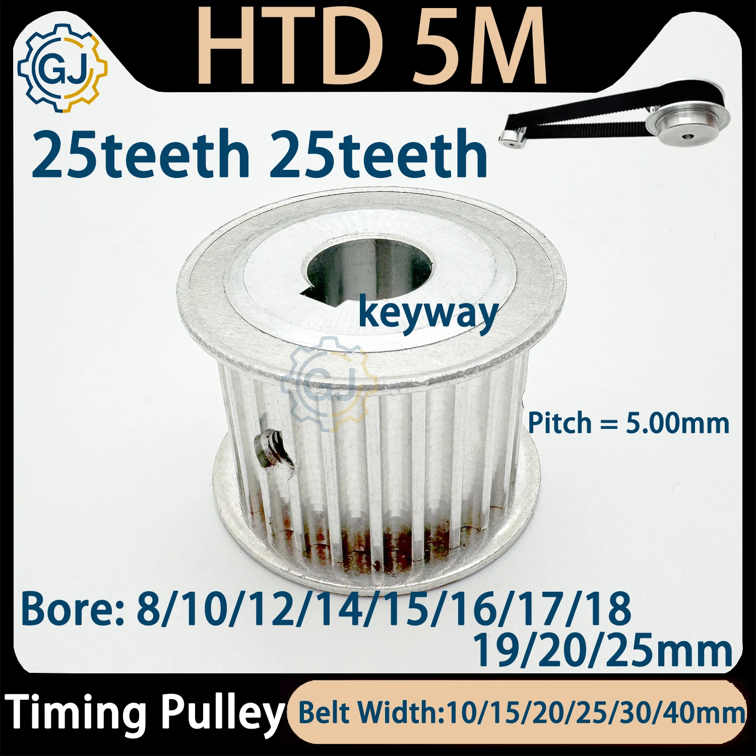 HTD5M Timing Pulley 24T 25T Width 10/15/20/25 HTD 5M Pulley 24teeth 25teeth HTD5M Pulley Synchronous Wheel 5M Belt Pulley 5M