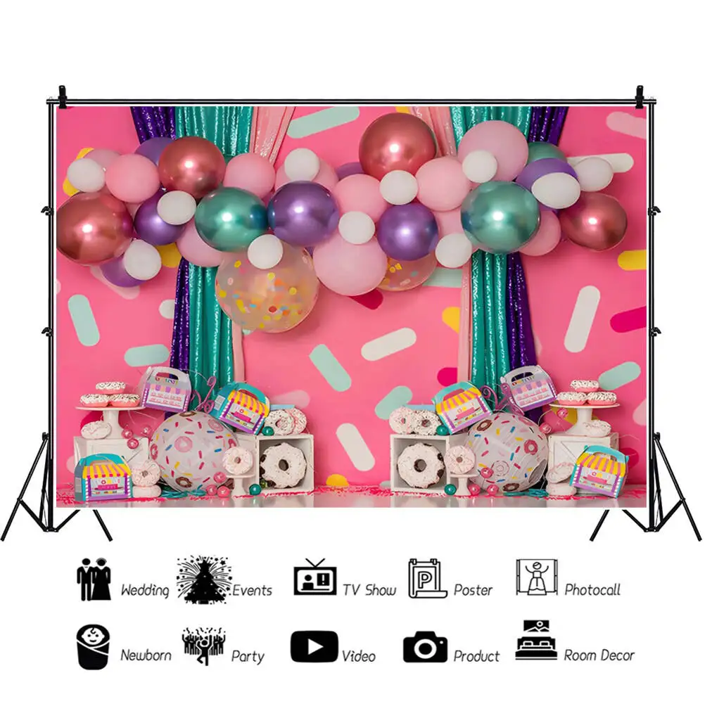 Kid 1st Birthday Party Cake Backdrops Decor Newborn Baby Balloon Decoration Portrait Photography Background Photo Studio Props