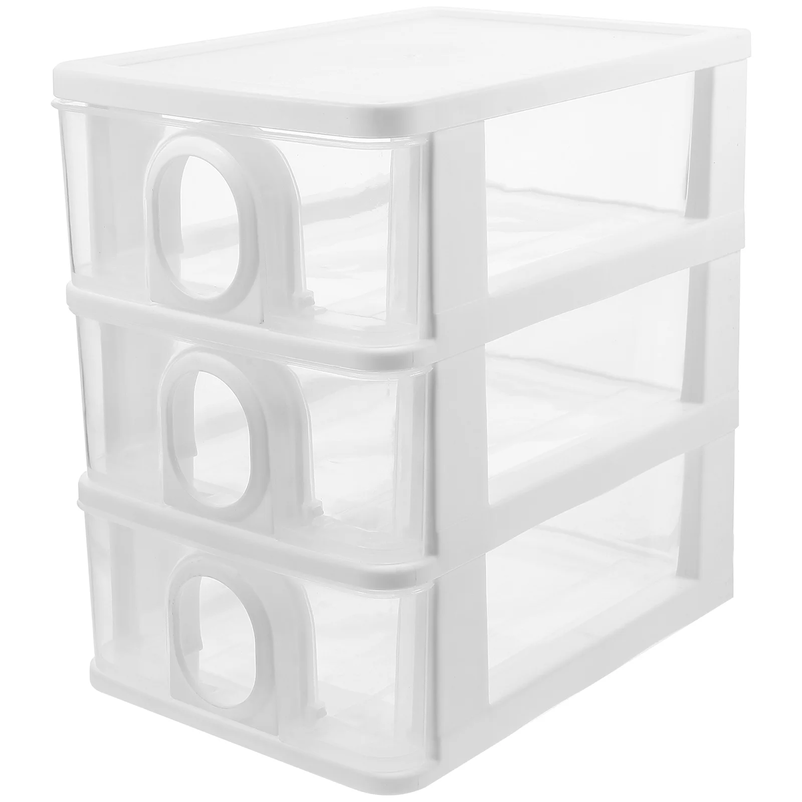 

Small 3-Tier Transparent Drawer Storage Box Gray+Clear Desk Organizer Plastic Storage Drawers Efficient Desktop Solution