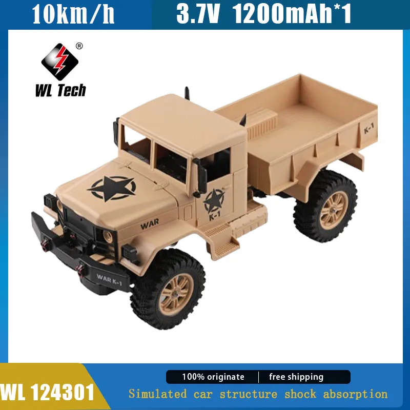 Wl 124301 1:12 Electric Auto 4wd Military Pickup Truck Rtr Rc Car Afstandsbediening Voertuig Simulatie Truck Children Toys Car