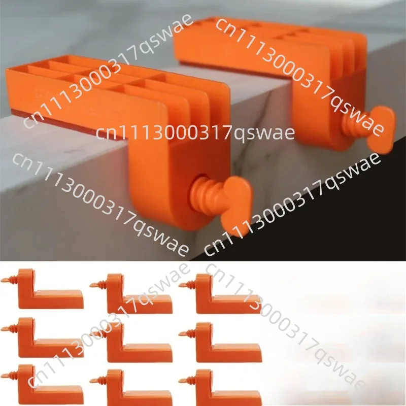 Angle tile leveling system fixture gasket with adhesive tape, construction tool for fixed laying of ceramic floor and wall tiles