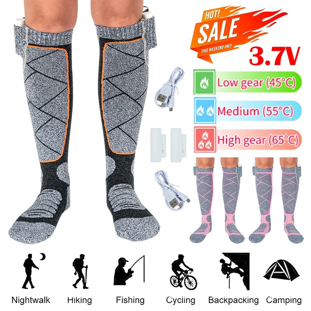 Winter Heated Socks Unisex Heated Sports Stockings Thermal Insulated Sock Intelligent Electric Heated Socks for Skiing Cycling