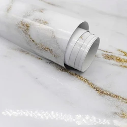 15 Styles White & Gold Marble Pattern Wallpaper Kitchen Desk Wardrobe Refurbish Peel & Stick Waterproof Oil-proof Wall Stickers