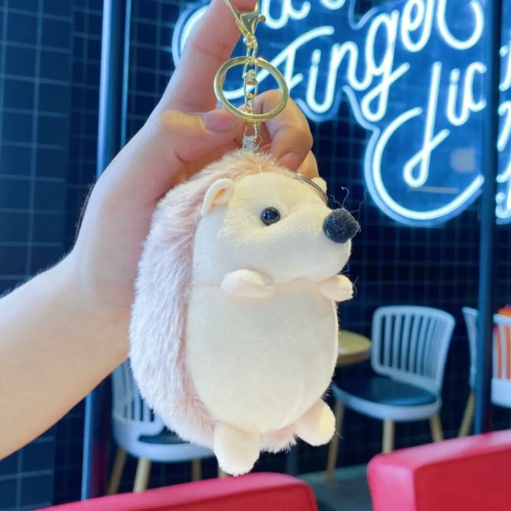 

New PP Cotton Hedgehog Shaped Keychain Soft Korean Style Hedgehog Pendant Grey Blue Pink Red Stuffed Animals Toy