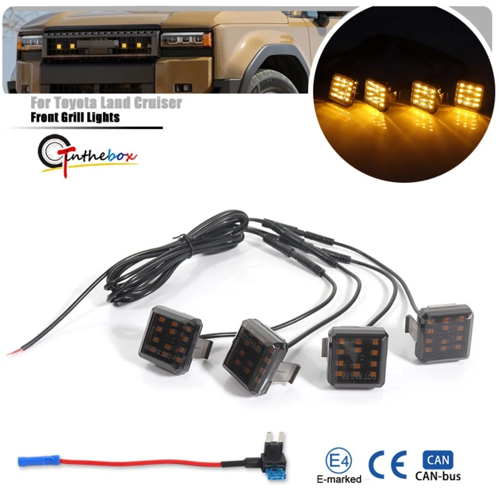 

Car LED Front Grille Mesh DRL Driving/Parking Lights Clearance Lights Kit For Toyota Land Cruiser 5th Gen J250 2024 2025 12V