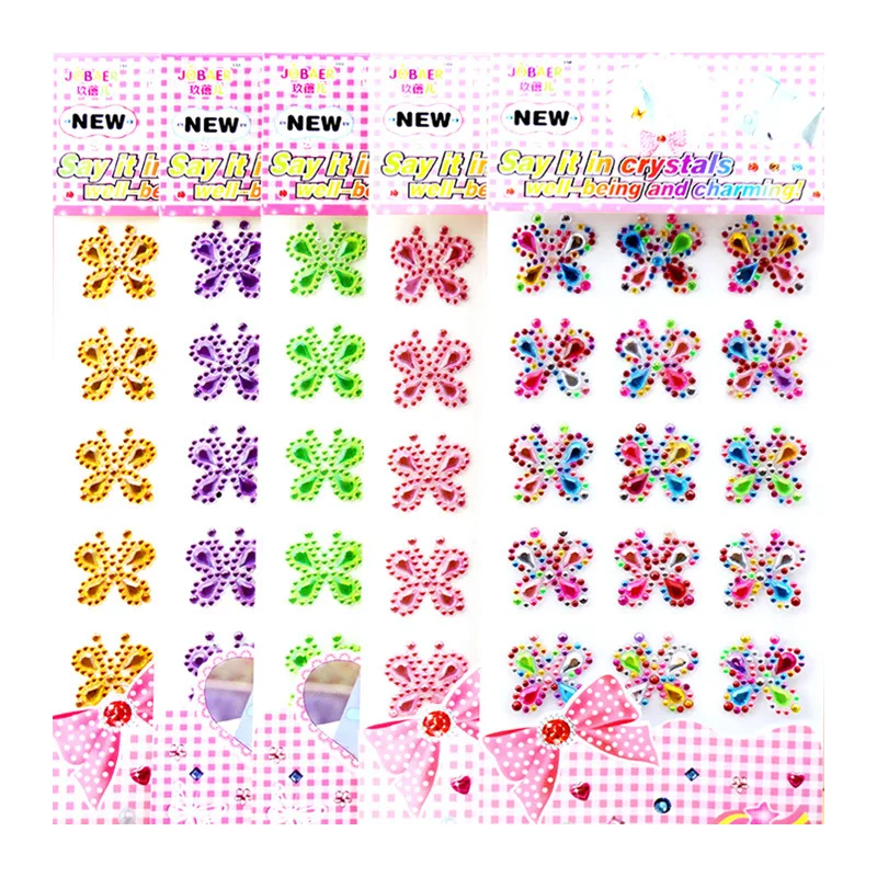 New 3D Butterfly Rhinestones for Face Festival Makeup Crystals Face Gems Jewels Stickers for Children Kid Glitters for The Face