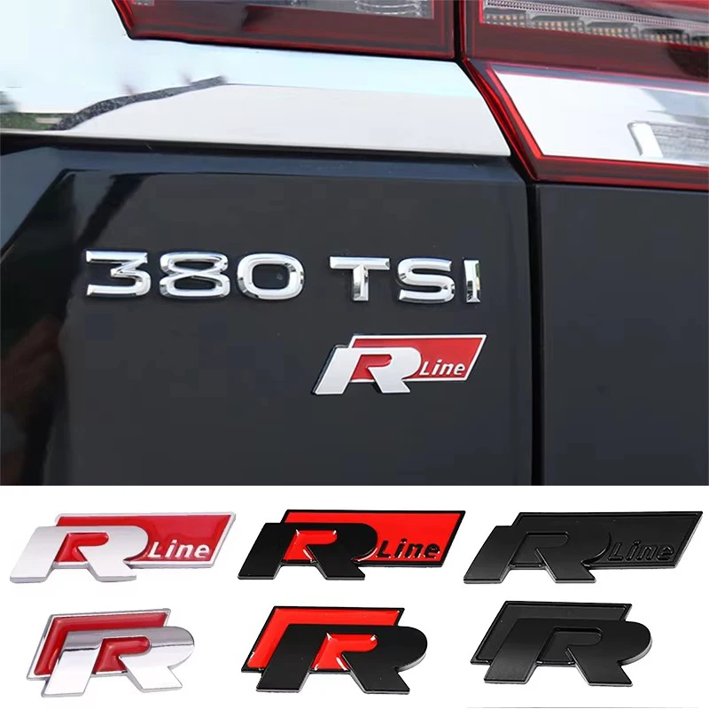 R RLINE 3D Metal Emblem Car Stickers Trunk Badge Decoration For Volkswagen VW Scirocco Polo T5 Passat Golf Caddy Tiguan Jetta CC