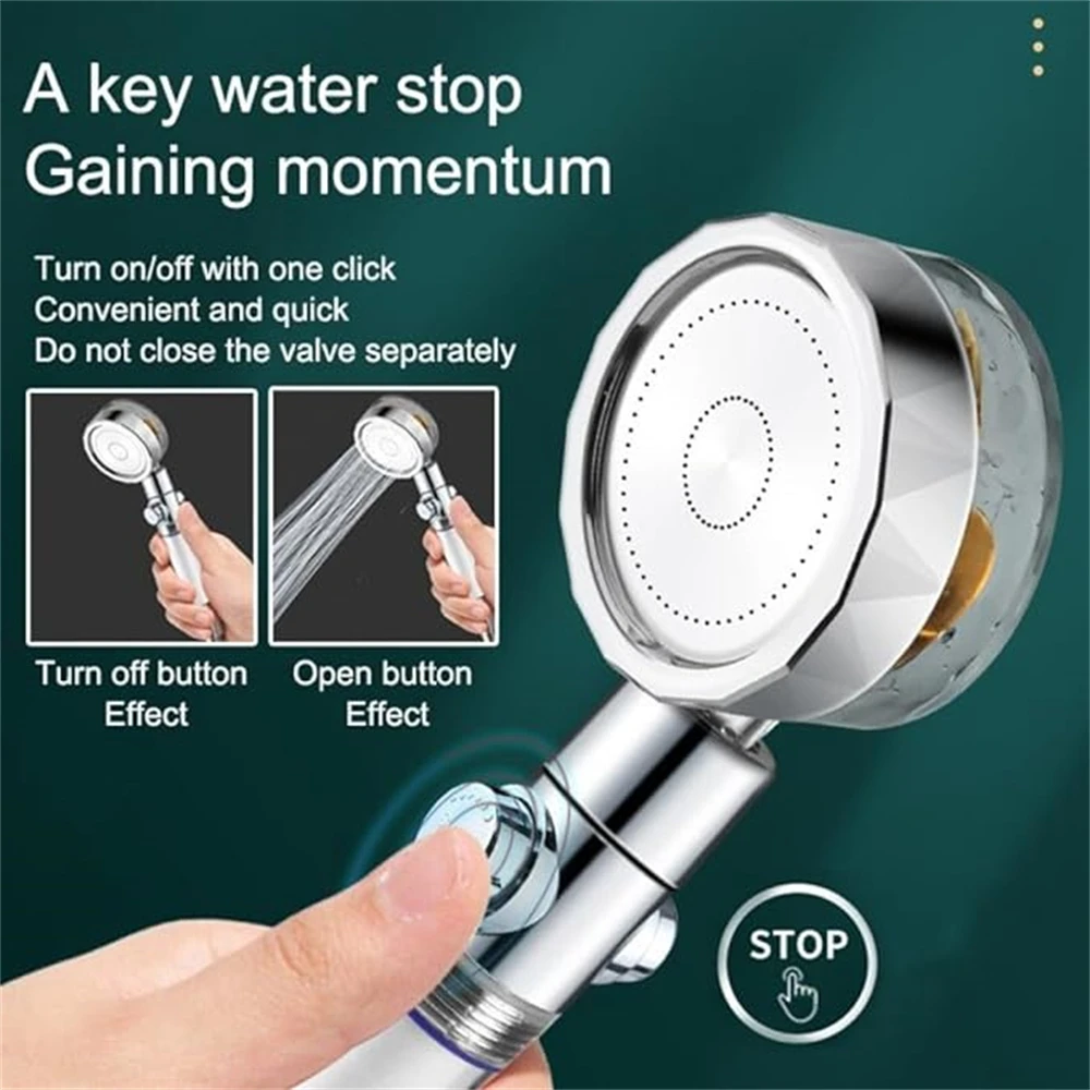 High Pressure Shower Head 360 Rotating with Fan Filter Spray Nozzle Massage Large Flow Rainfall Shower Head Bathroom Accessories