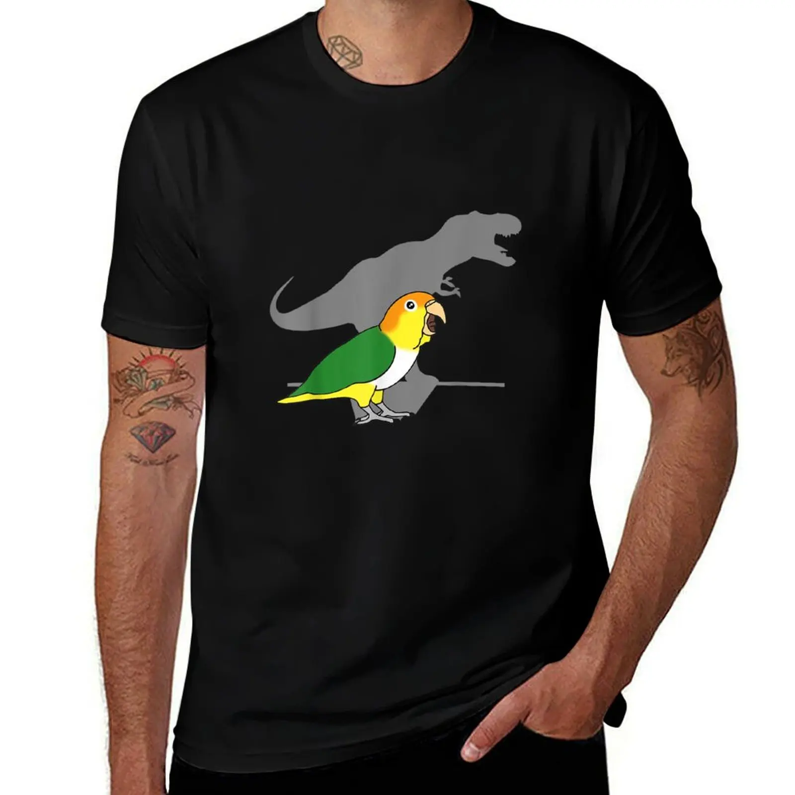 

White bellied caique T-rex birb memes dinosaur parrot T-Shirt luxury designer tops valentines boutique clothes Men's t shirts