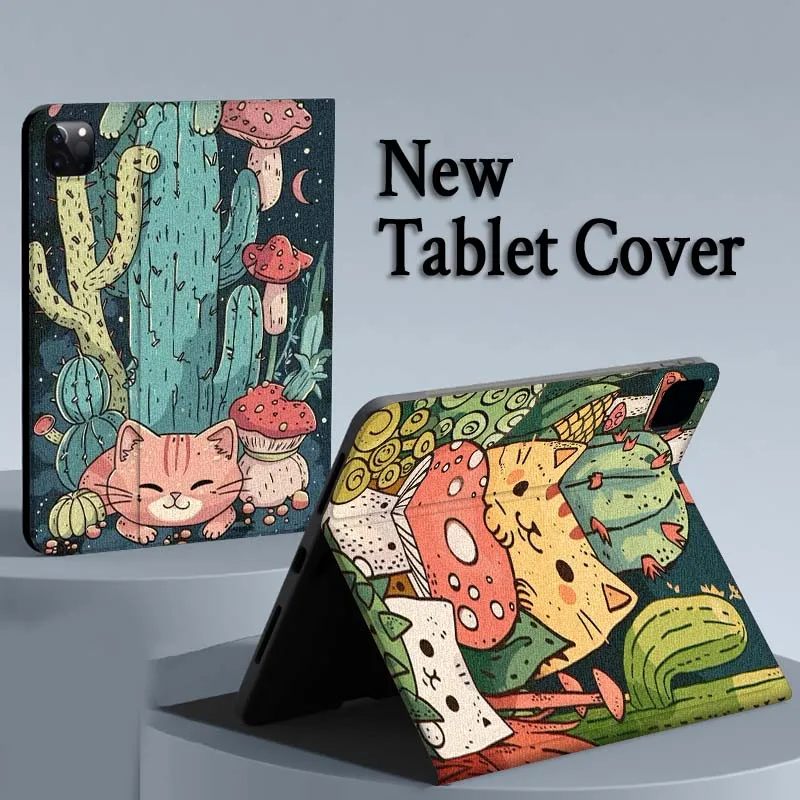 

Чехол с кошками и растениями в стиле фэнтези для iPad Air Mini Pro 7, 6, 5, 9,7, 11, 10,5 12,9, планшет с автоматическим режимом сна/пробуждения