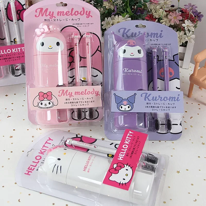 Miniso Sanrio Hello Kitty Travel Portable Washing Cup  Kuromi My Melody Organizer Toothbrush Holder Storage Organizer Cup Sets