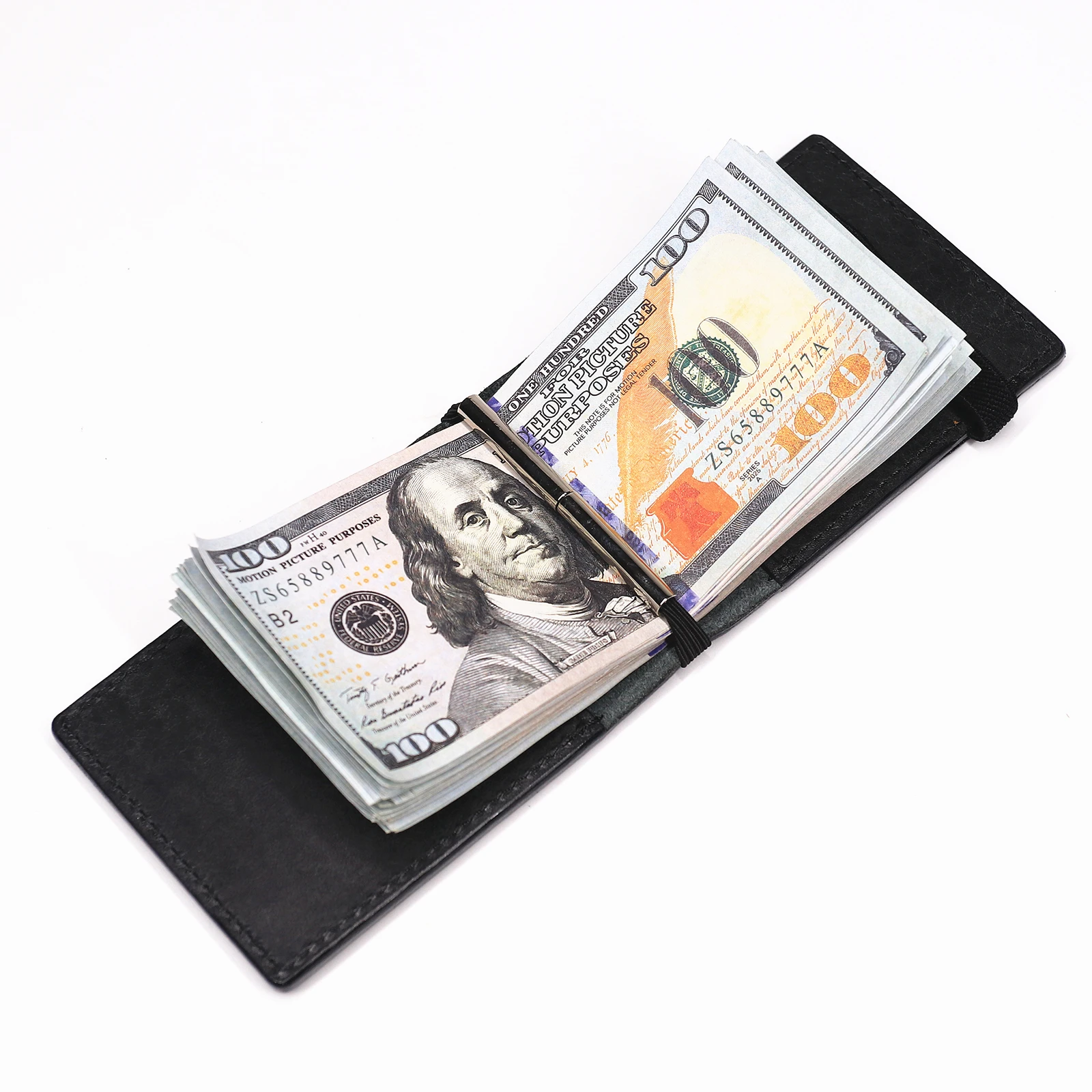 100 % echtes Leder, Geldbörse mit Magnetverschluss, schlanke Bifold-Geldbörse für Herren, Geldscheinklammer-Organizer mit Kartenhalter. – Detail 22
