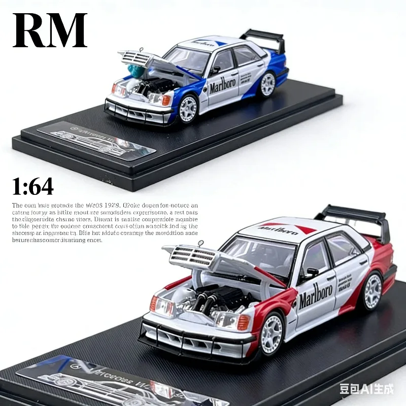 RM 1:64 W201 190E modification - realistic static alloy car model, boys' holiday gift toy, adult collection piece.