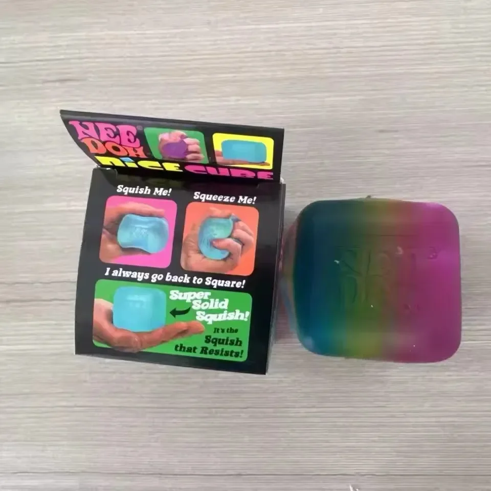 Hochwertiger NeeDoh Regenbogenfarben-Würfel, Quetschbares Sensorisches Fidget-Spielzeug, Fingerspitzen-Stressabbau, Überraschungs-Blindbox, Dekorationsgeschenk – Detail 4