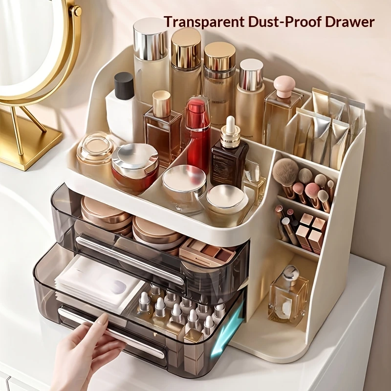 Large Capacity Cosmetic Organizer Desk Drawer Lipstick Mask Storage Box Skincare Makeup Case
