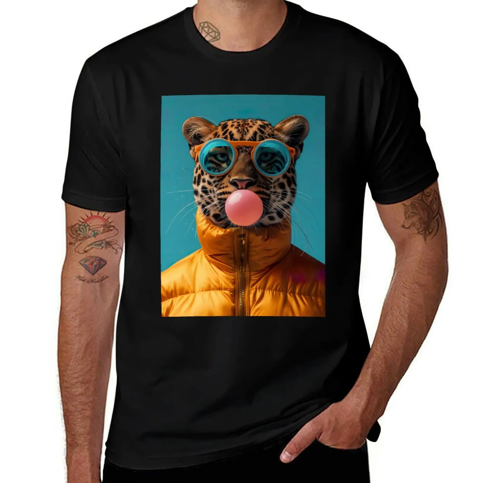 Funny cheetah blowing a bubble T-Shirt cheap stuff heavyweights blacks tees mens graphic t-shirts anime