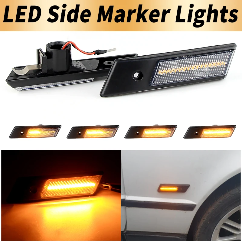 2PCS LED Dynamic Turn Signal Side Marker Lights Canbus For 1992-1996 BMW 3 Series E36 Pre-facelift M3 318is 320i Car Accessories