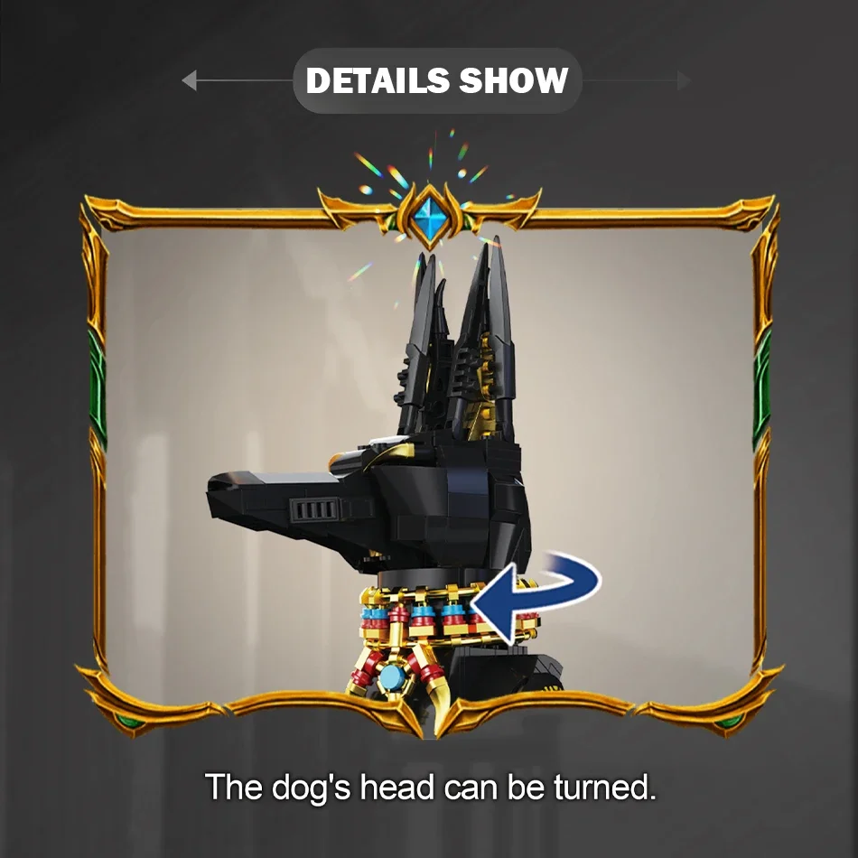 MOC Ancient Egyptian Pharaoh Hound Model Building Blocks Pharaoh Guard Mummy Dog Statue Assembly Bricks Toy for Kids Adults Gift