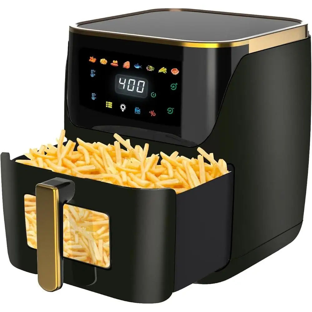 مقلاة هوائية كبيرة الحجم عائلية 8.5Qt 8 في 1 شاشة رقمية تعمل باللمس طباخ سريع مؤقت إيقاف تلقائي للتحكم في درجة الحرارة شفافة