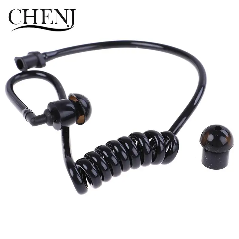 Black Replacement Coil Acoustic Air Tube Earplug For Radio Earpiece Headset