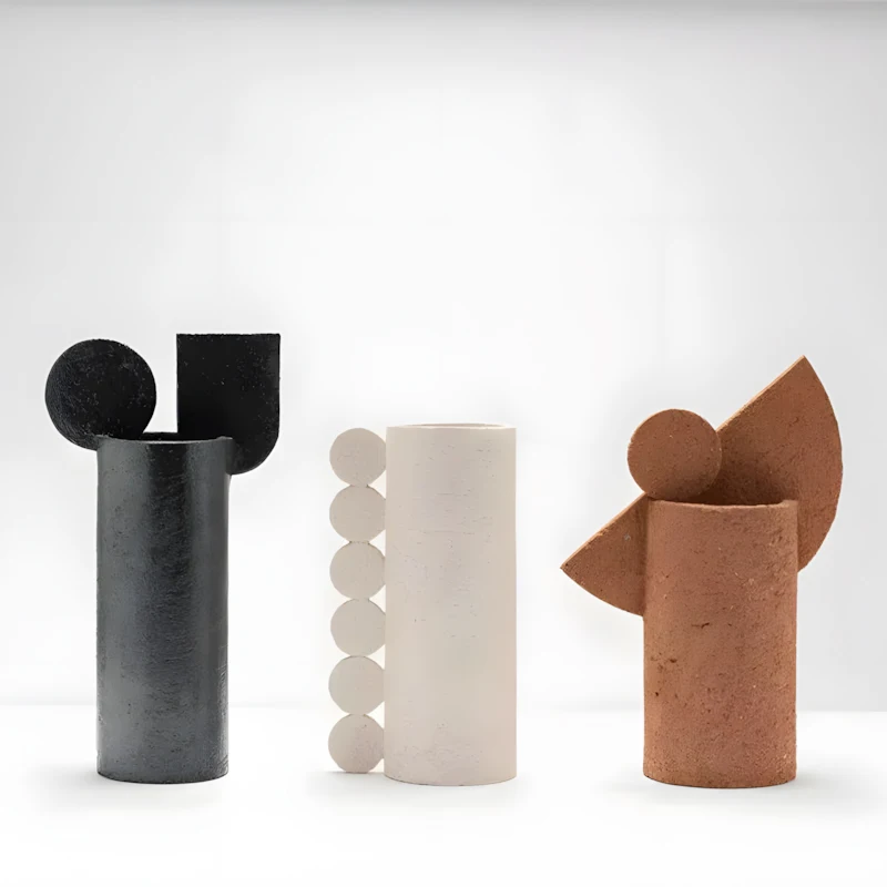 

Cream Wind Geometric Dopamine Flower Arranger Vase Ornament Niche Flower Arranger