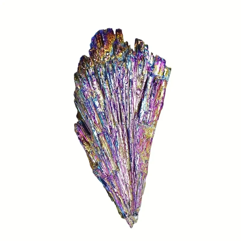 Natural Black Kyanite Specimen Blue Aura Flame Feather Stone with Multicolor for Jewelry Making, Home Decor, Unique Gift