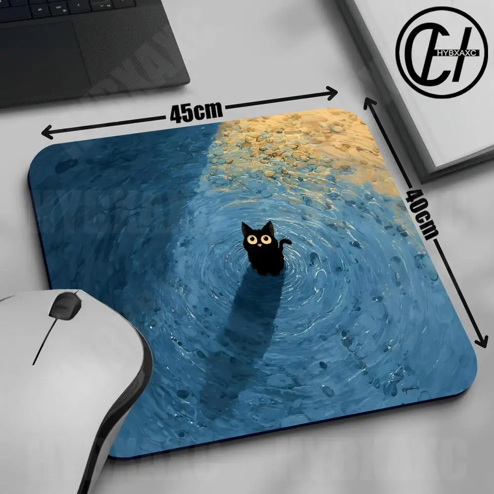 HYBXAXC Anime Kawaii Black Cat Mouse pad Cartoon Desk mat XS Gaming Keyboard Mat Office Decor for PC Mouse Carpet Computer game