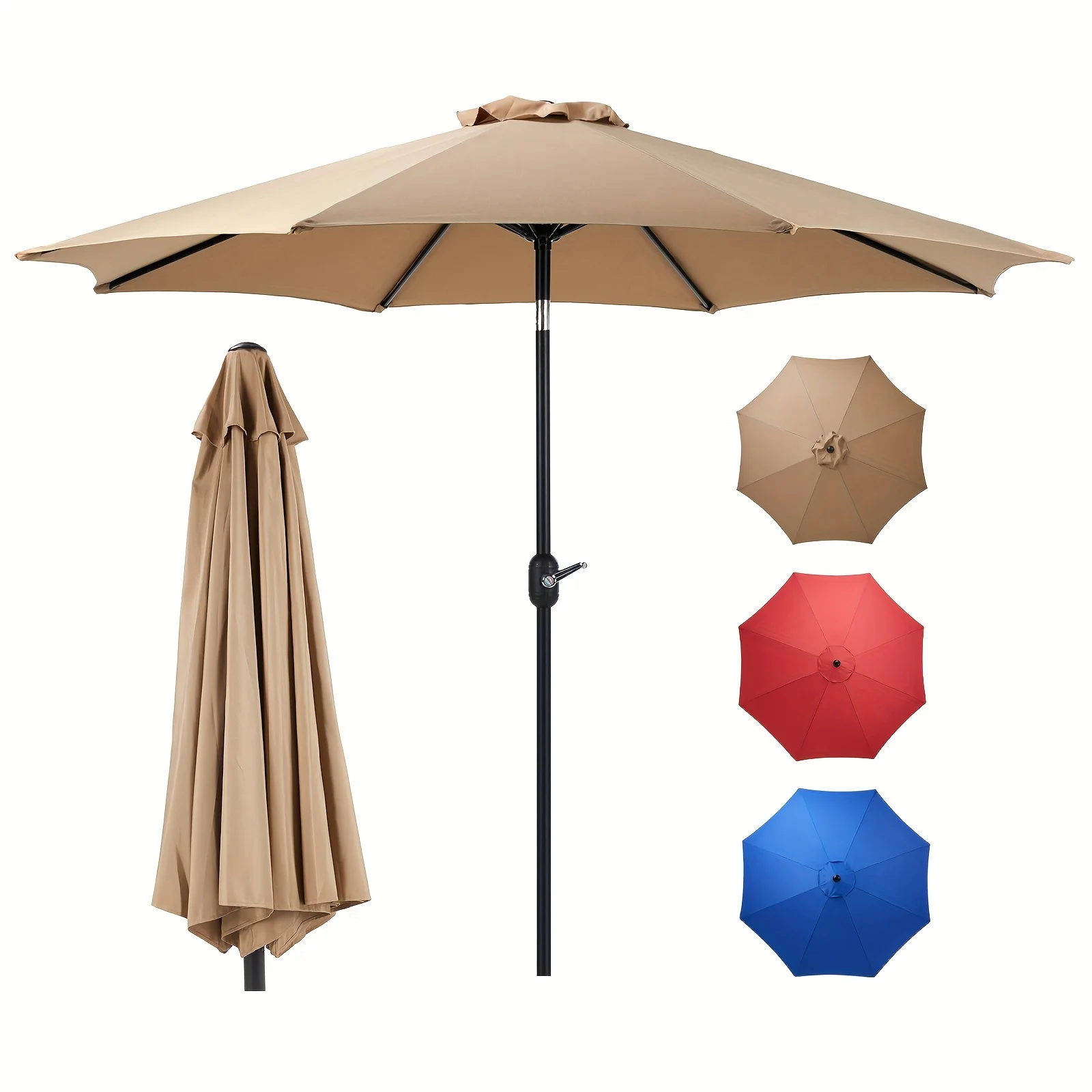 9 FT Premium Waterproof Patio Umbrella with Durable 8-Rib Construction - Effortless Tilt, Crank & Spacious Yard Shade