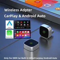 2 in 1 Wireless CarPlay Adapter&Android Auto Converts Wireless Adapter, 5Ghz WiFi Type-C/USB Plug Play CarPlay Wireless